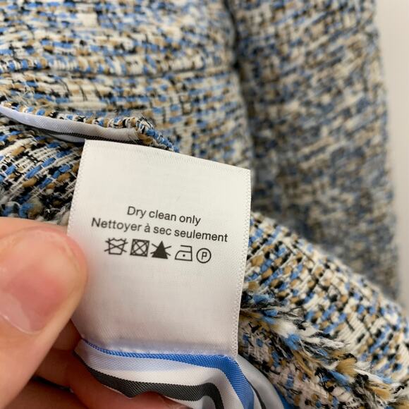 Veronica Beard Cedric Collarless Dickey Jacket Blue Tan Double Breast Womens 4 - Picture 15 of 16